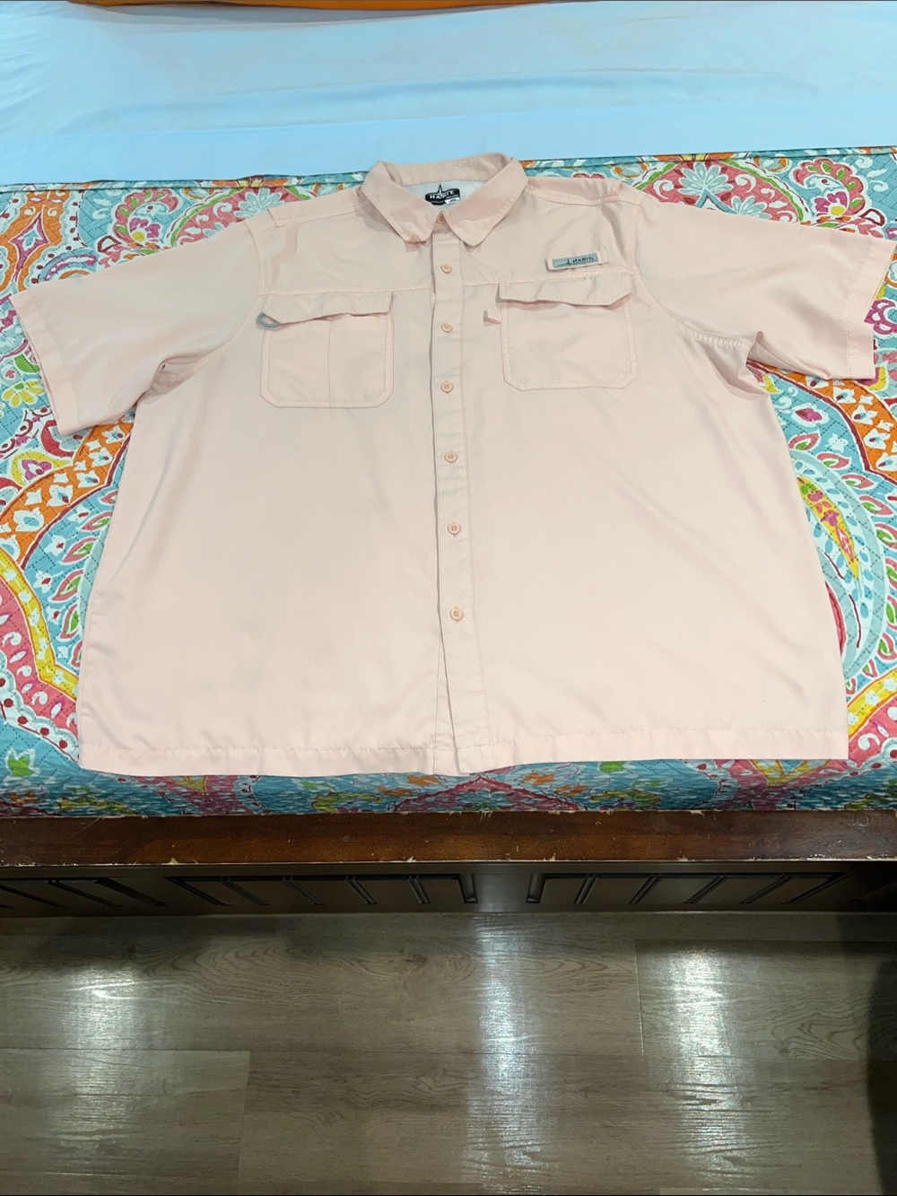 Inhabit Men’s Short Sleeve Button-Down Shirt - Pale Orange